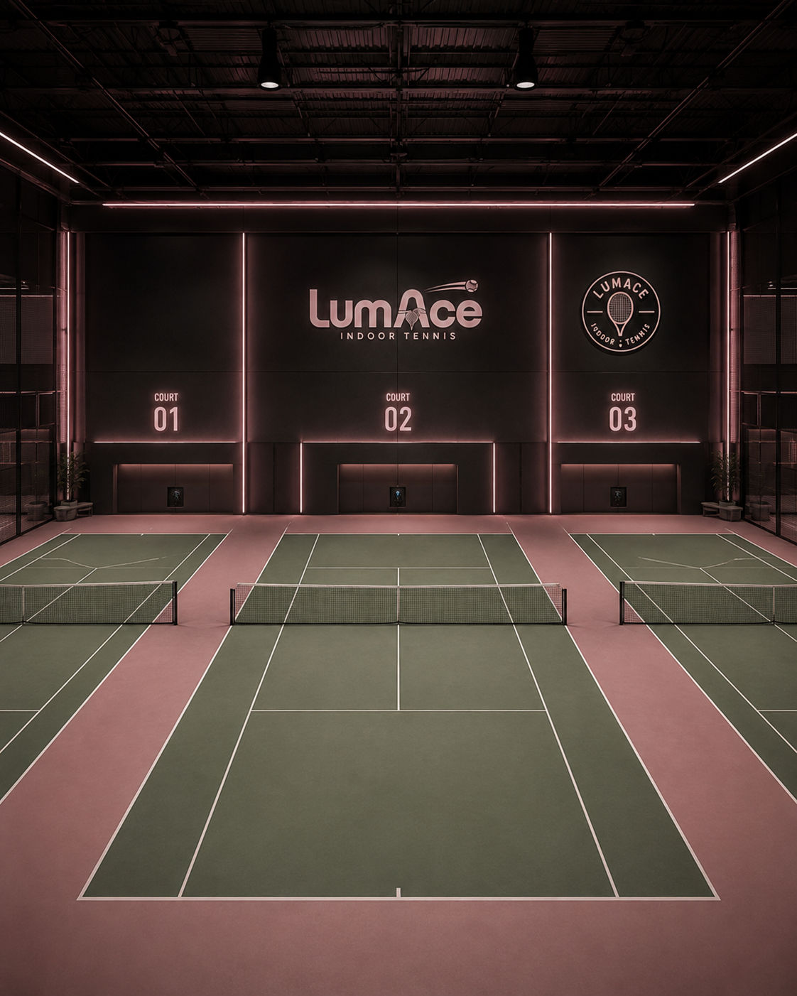Courts 01 to 03 at LumAce Indoor Tennis